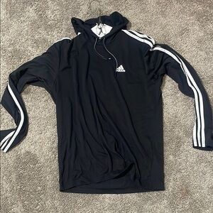 Adidas Black Hoodie with White Stripes